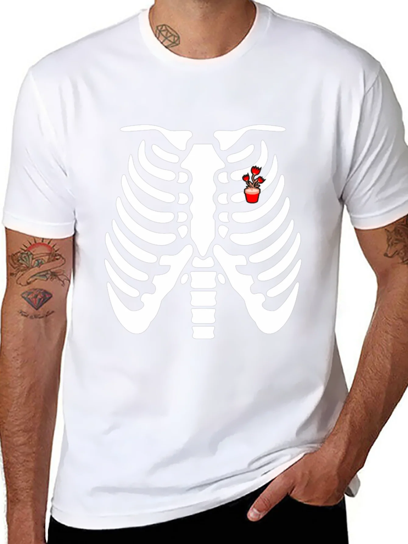 Rib Cage Heart Flower T-Shirt