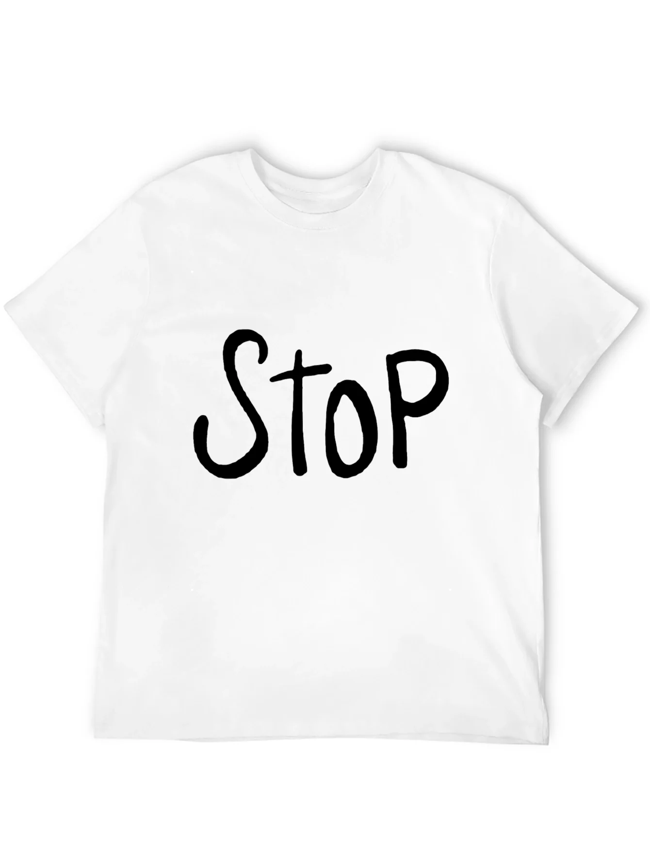 Black T-Shirt with Bold STOP Graphic