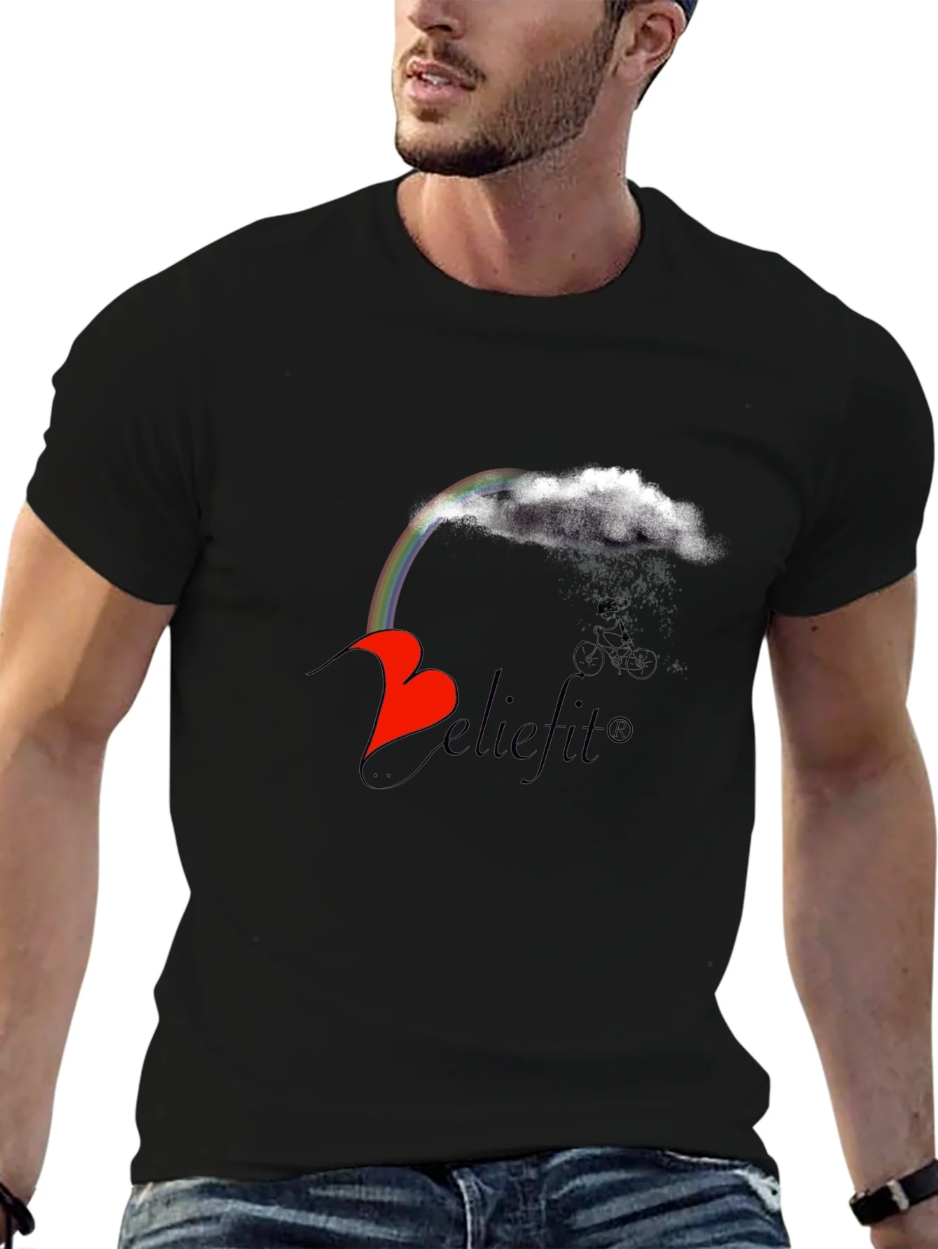 Believe It! Rainbow Cloud Heart Graphic T-Shirt