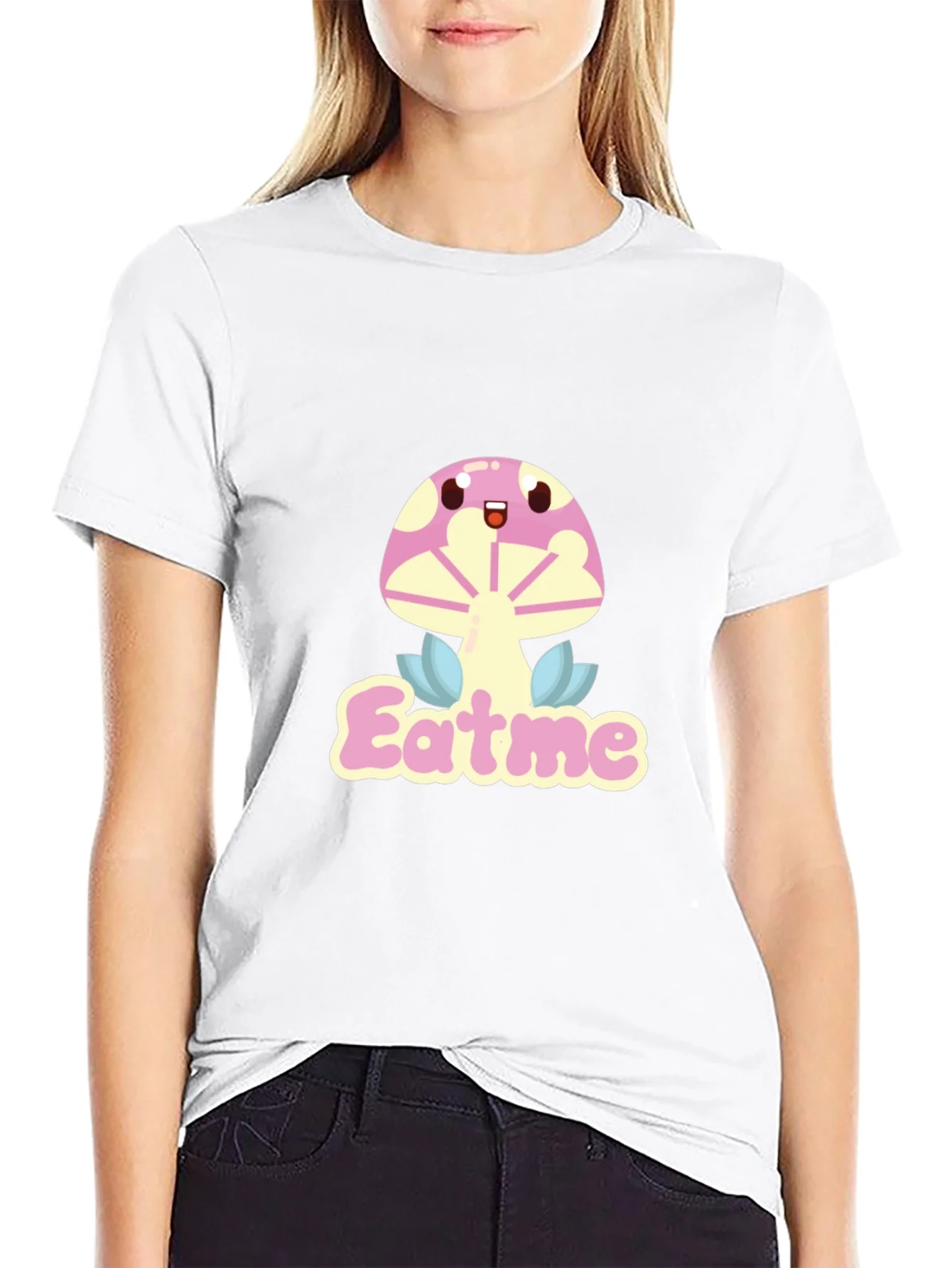 Eat Me Mushroom Graphic Tee - Black