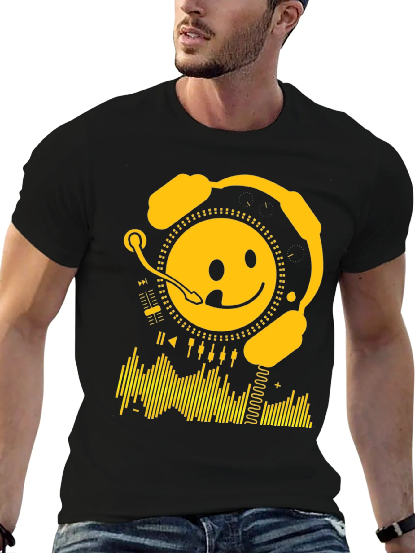 Smiley DJ Black T-Shirt