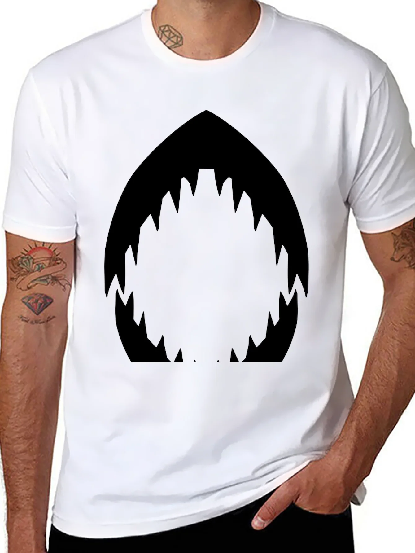 Shark Mouth Graphic Black T-Shirt - Mens Fashion