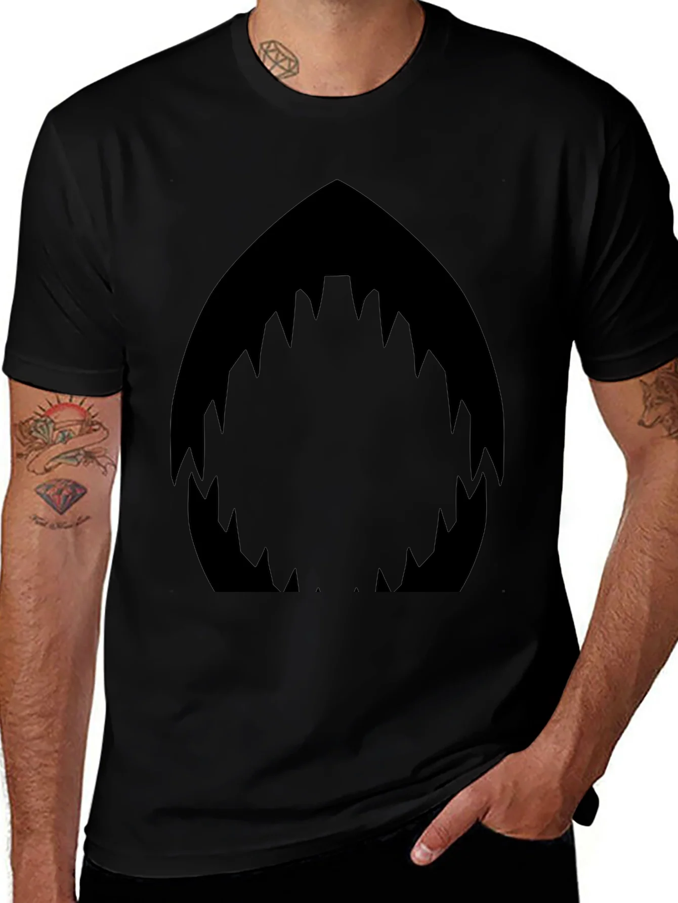 Shark Mouth Graphic Black T-Shirt - Mens Fashion