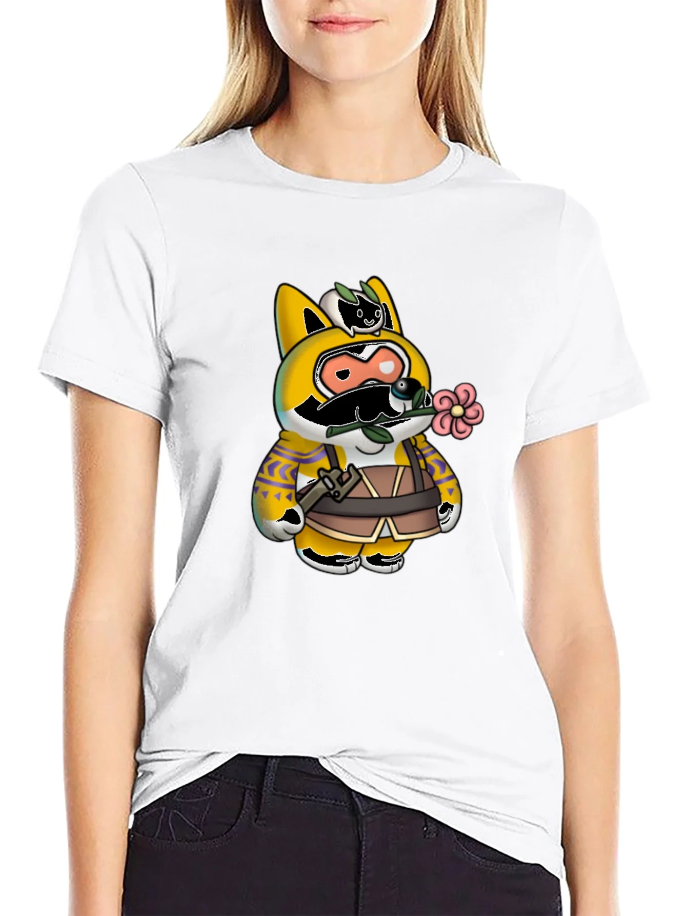 Cartoon Character Graphic Print Black T-Shirt
