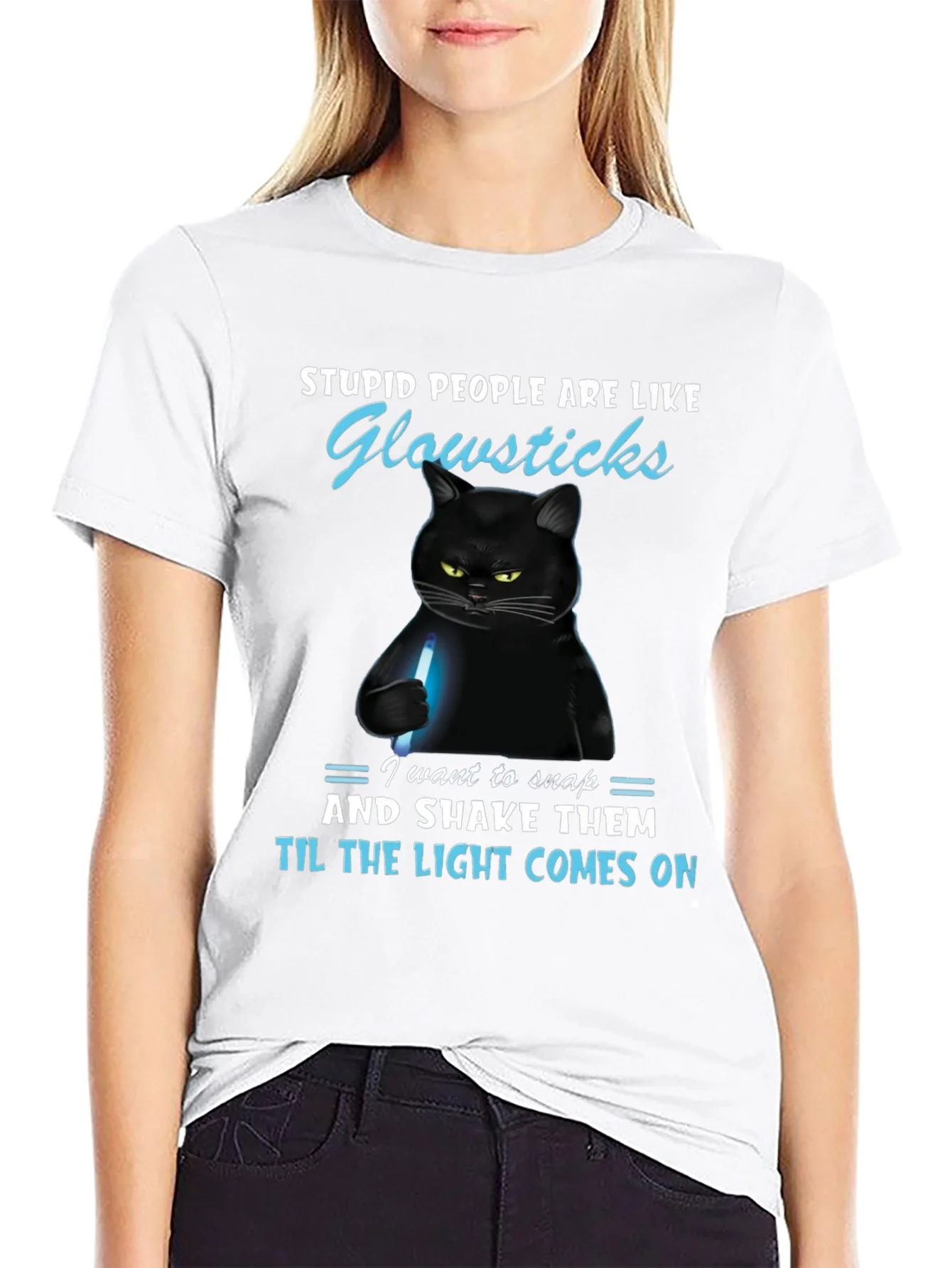 Funny Cat Glowsticks Graphic T-Shirt