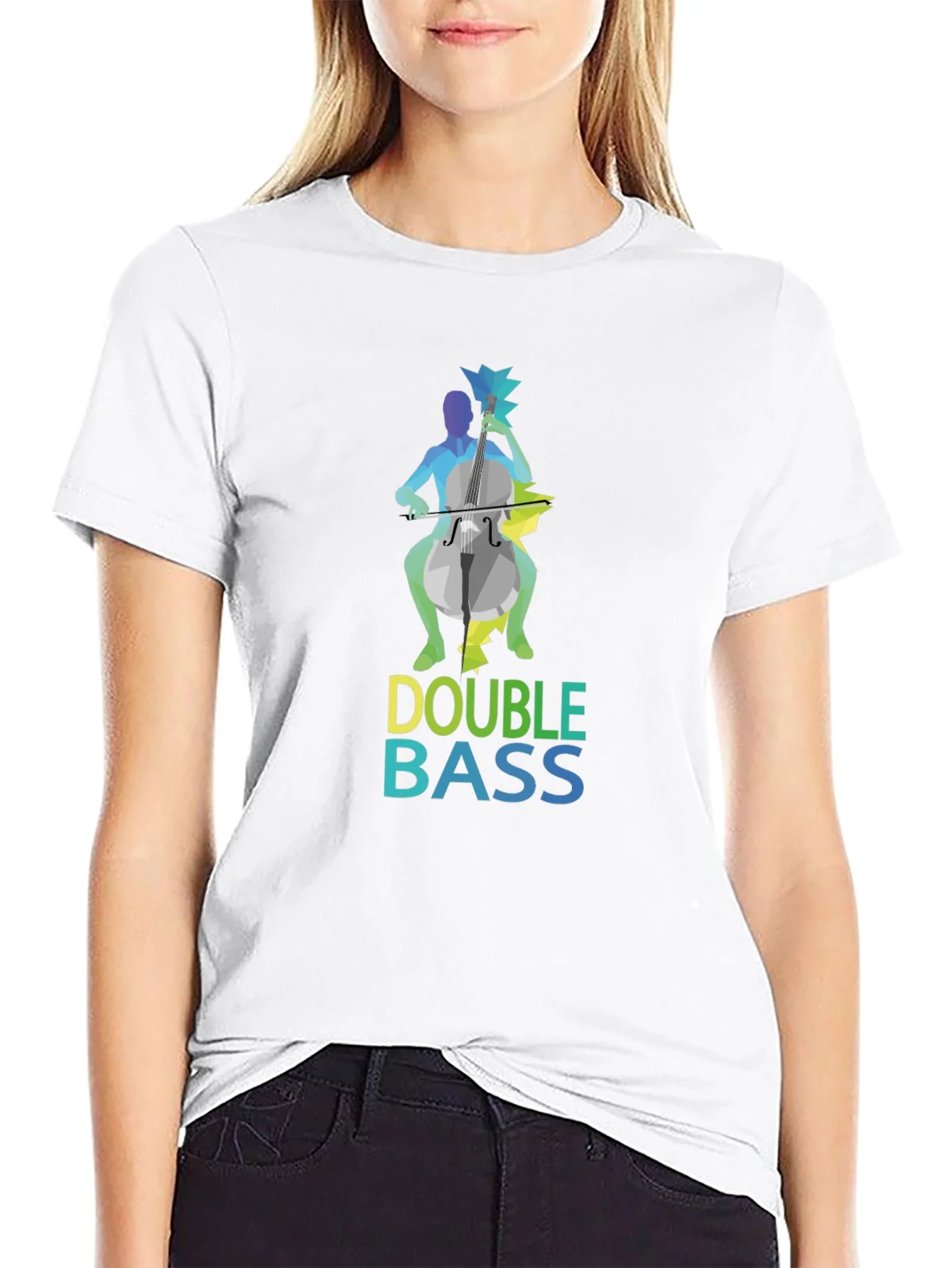 Double Bass Player Graphic Tee - Black Cotton Blend