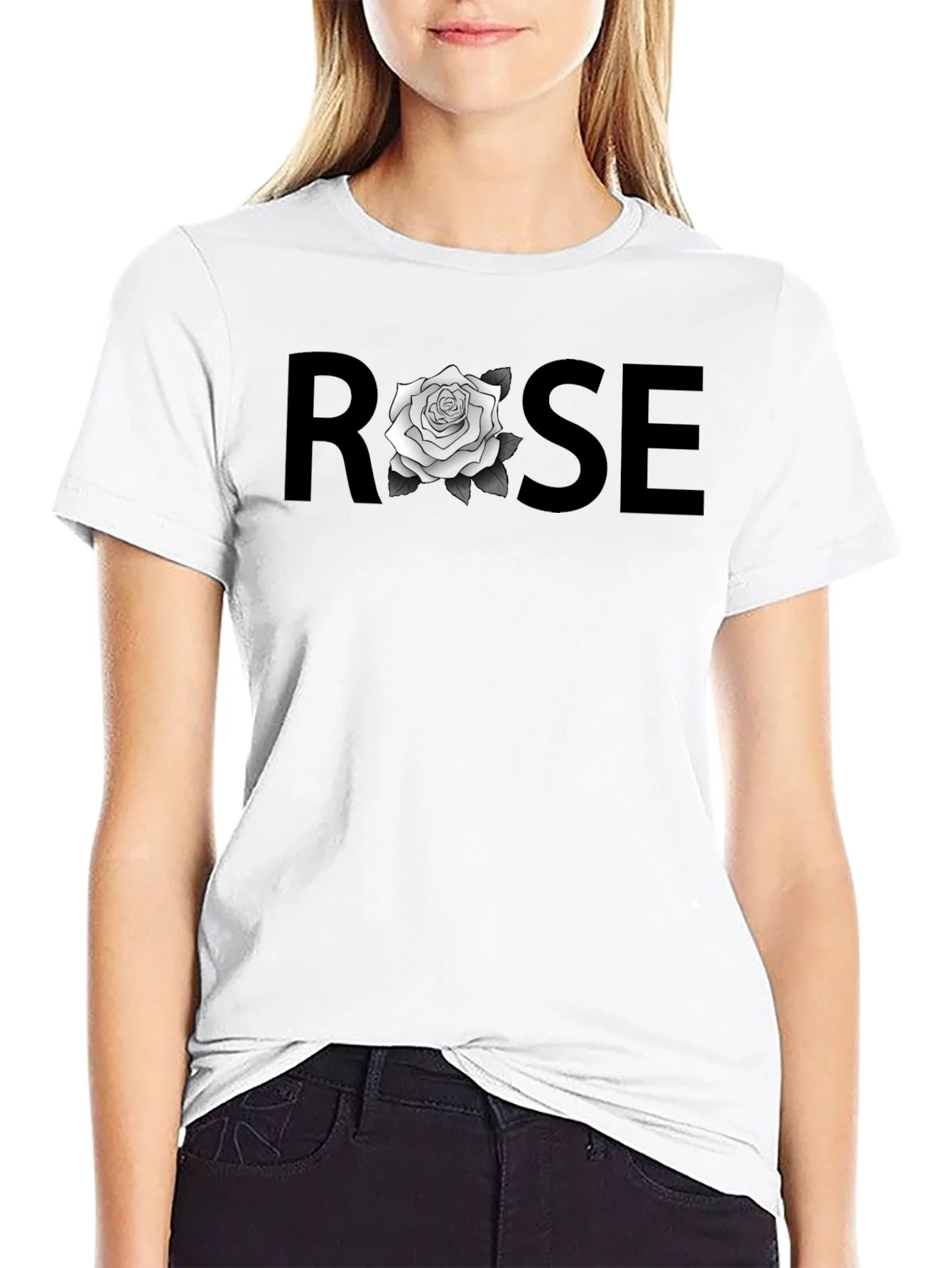 ROSE Graphic T-Shirt - Stylish Black Tee