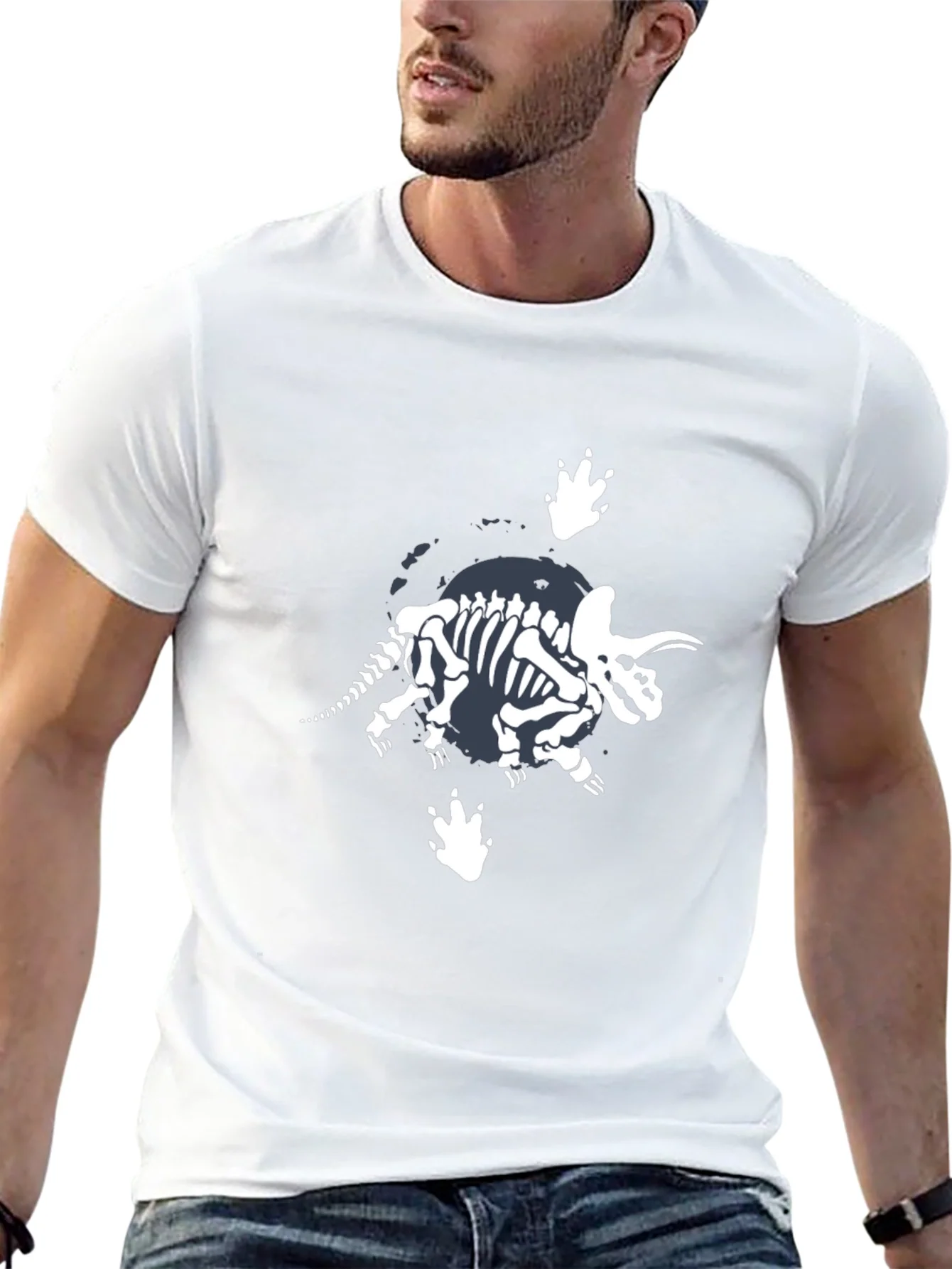 Dino Skeleton Graphic T-Shirt - Black