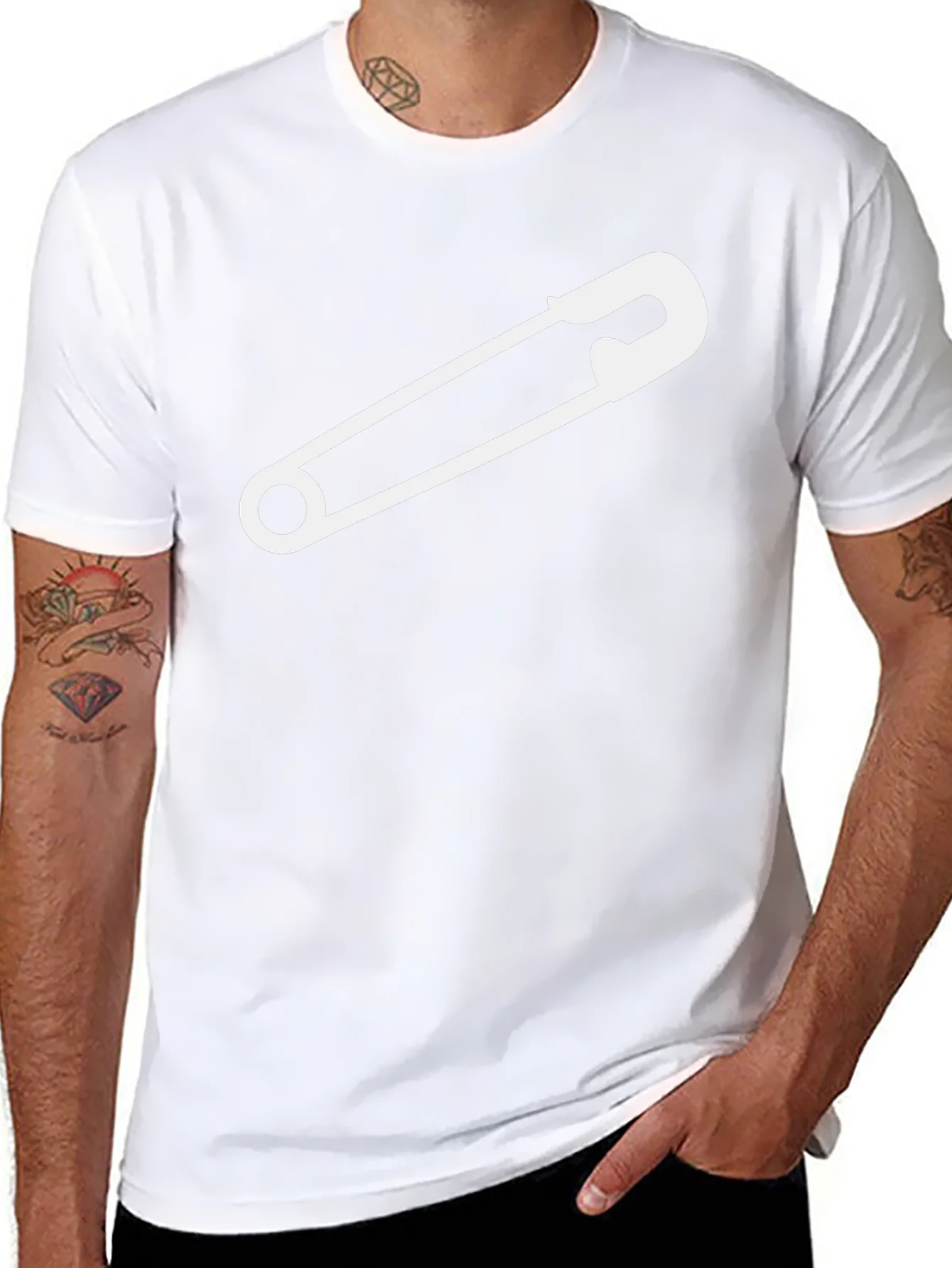 Safety Pin Graphic Tee - Black Cotton T-Shirt