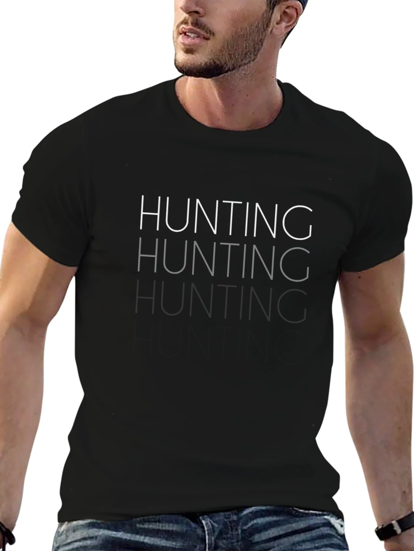 Hunting Graphic Tee - Black Casual T-Shirt