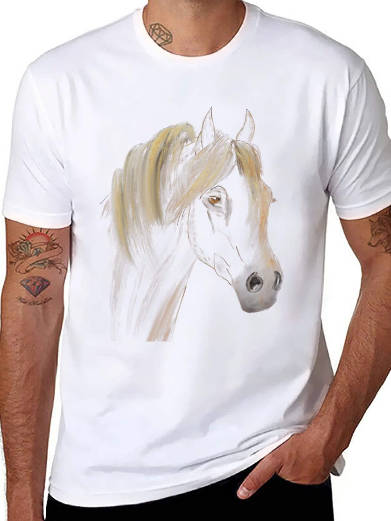 Black Horse Graphic Tee - Stylish Equestrian Shirt
