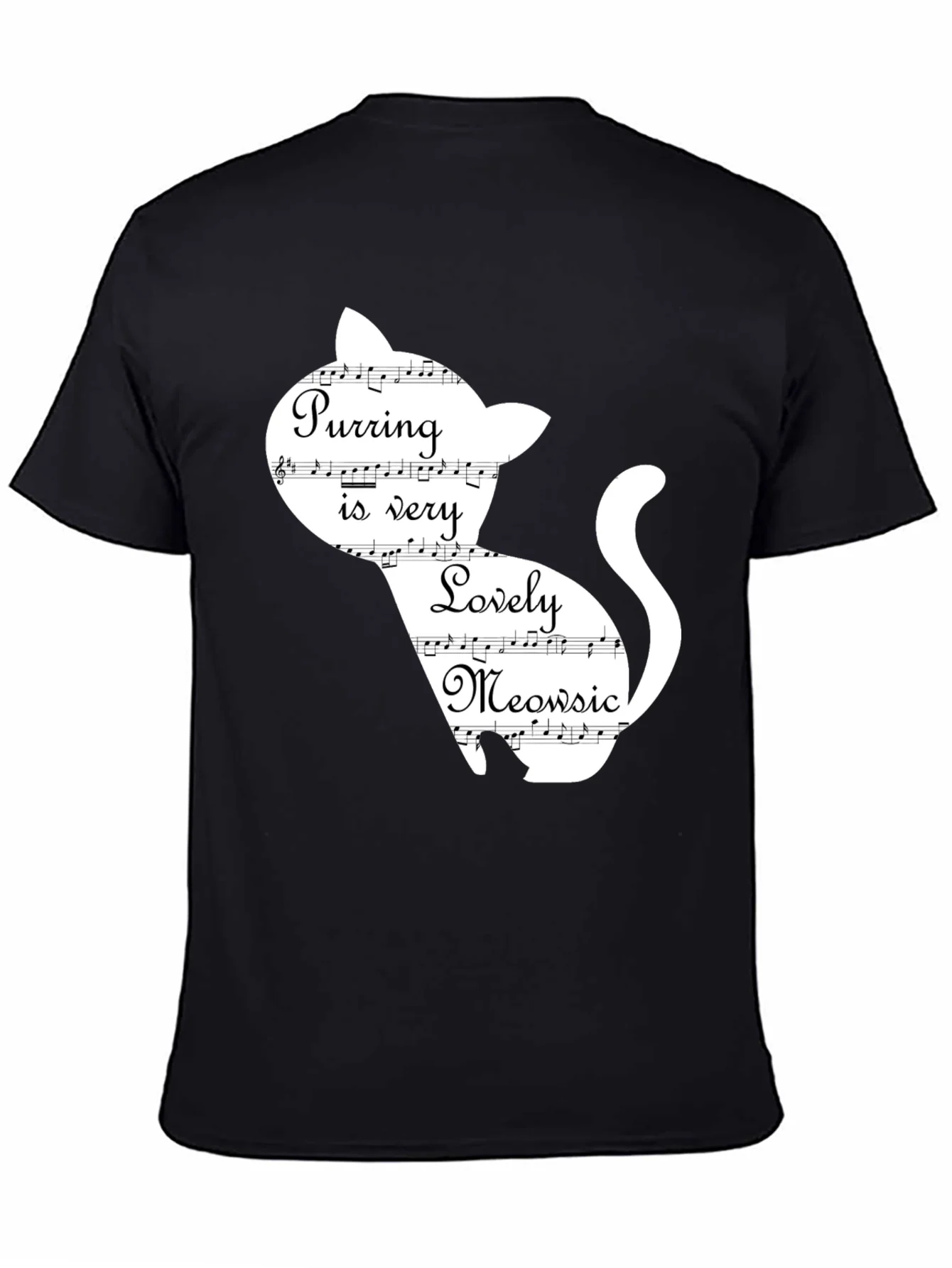 Purring Lovely Meowsic Cat Graphic T-Shirt