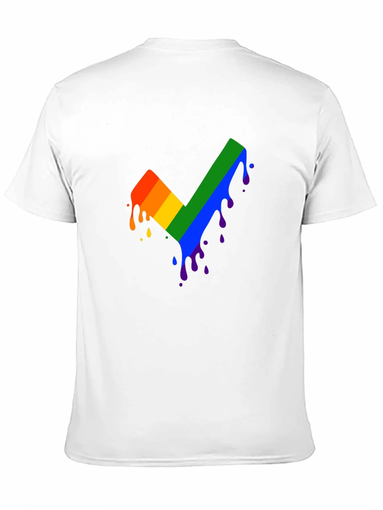 Rainbow Dripping Checkmark Black T-Shirt