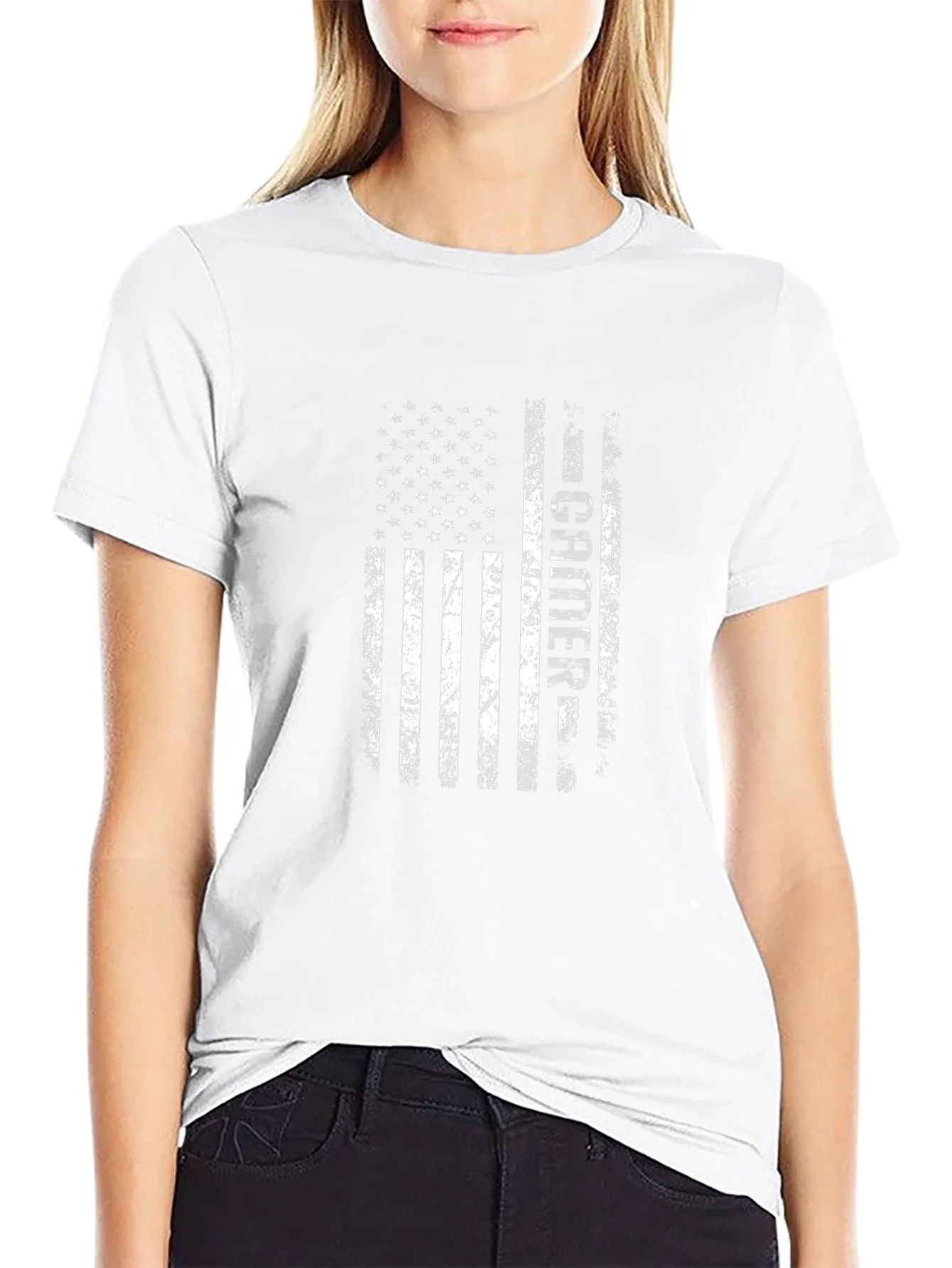 Distressed American Flag Teacher Graphic T-Shirt