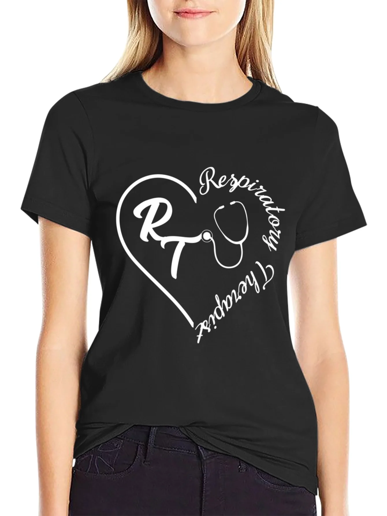 Respiratory Therapist Heart Graphic Tee - Black