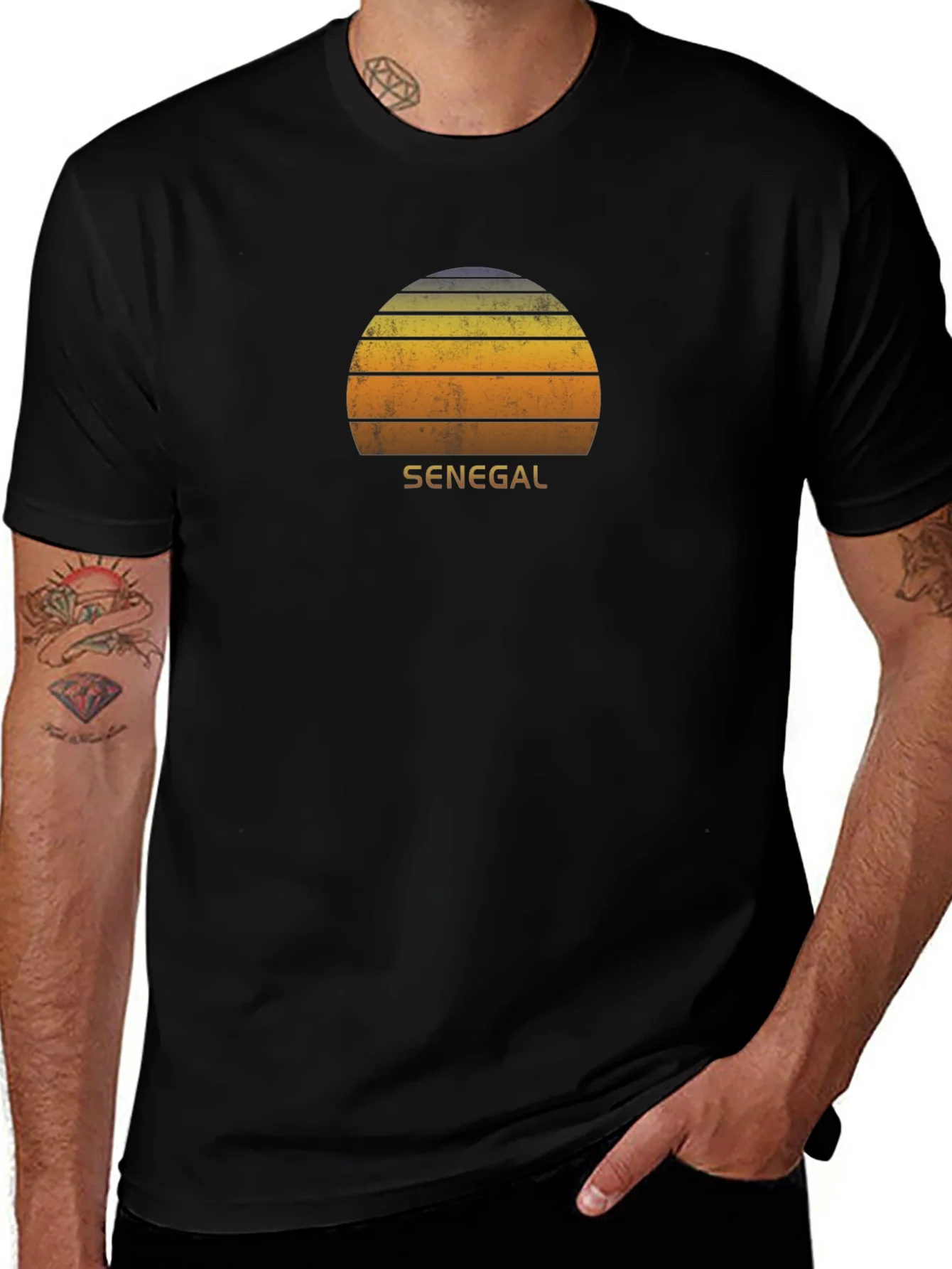 Senegal Retro Sunset T-Shirt - Vintage Style