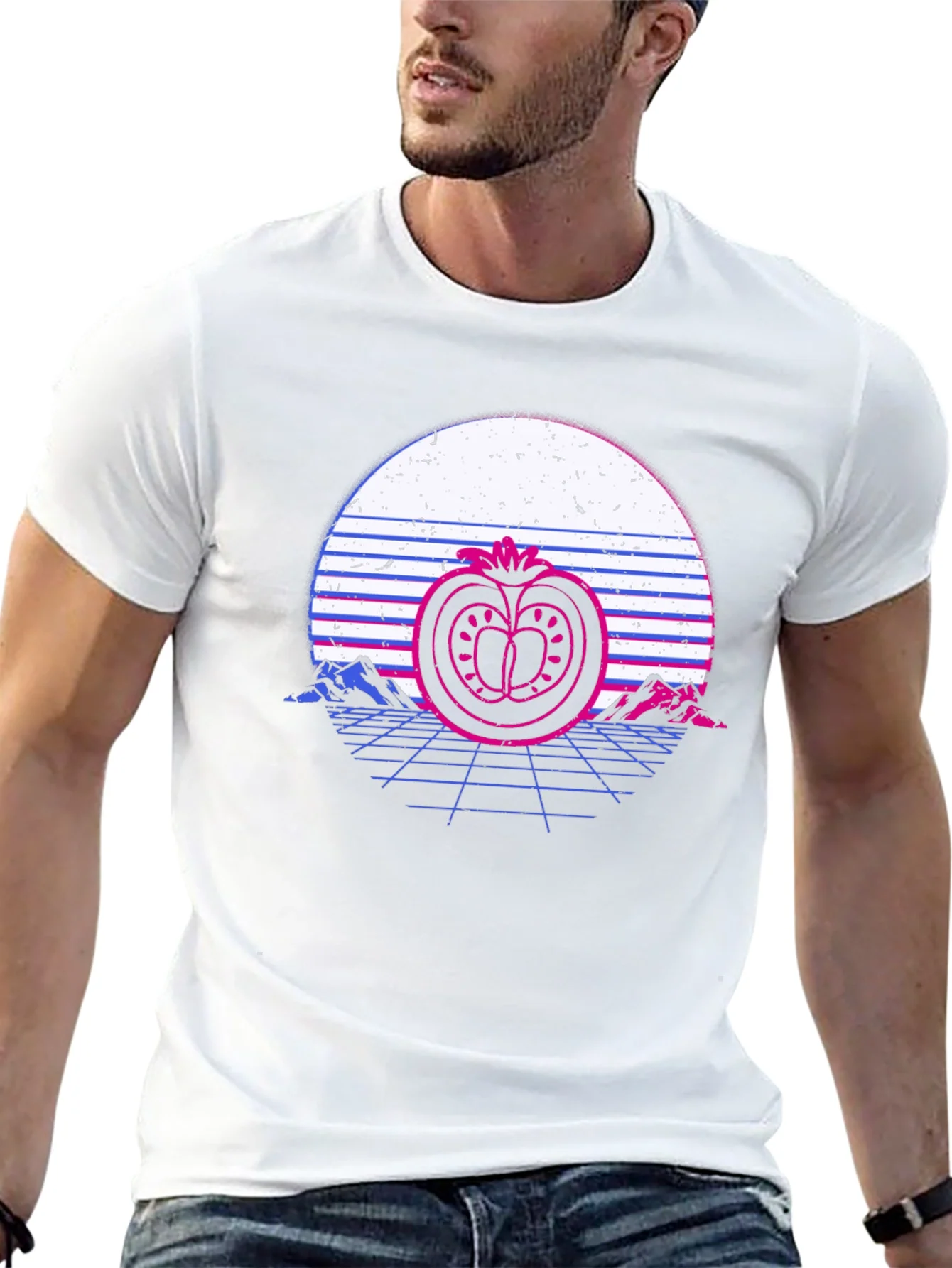 Retro Tomato Sunset T-Shirt - Stylish Graphic Tee