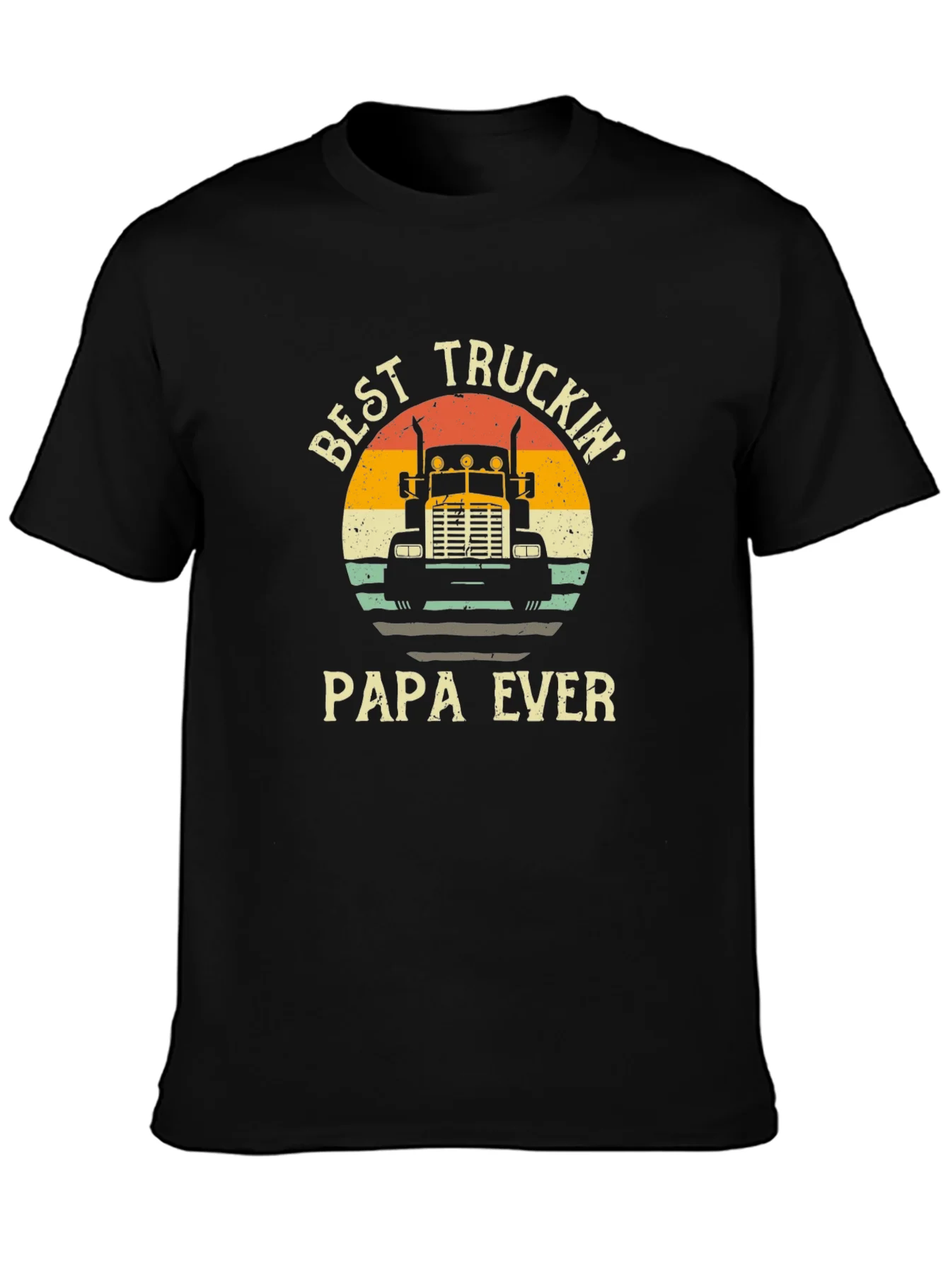 Best Truckin Papa Ever Black T-Shirt