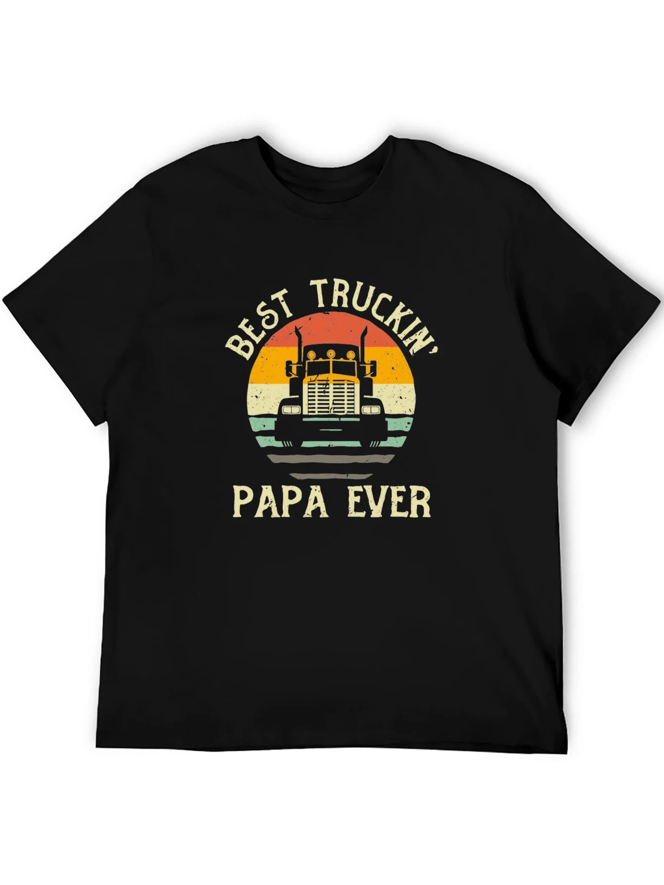Best Truckin Papa Ever Black T-Shirt