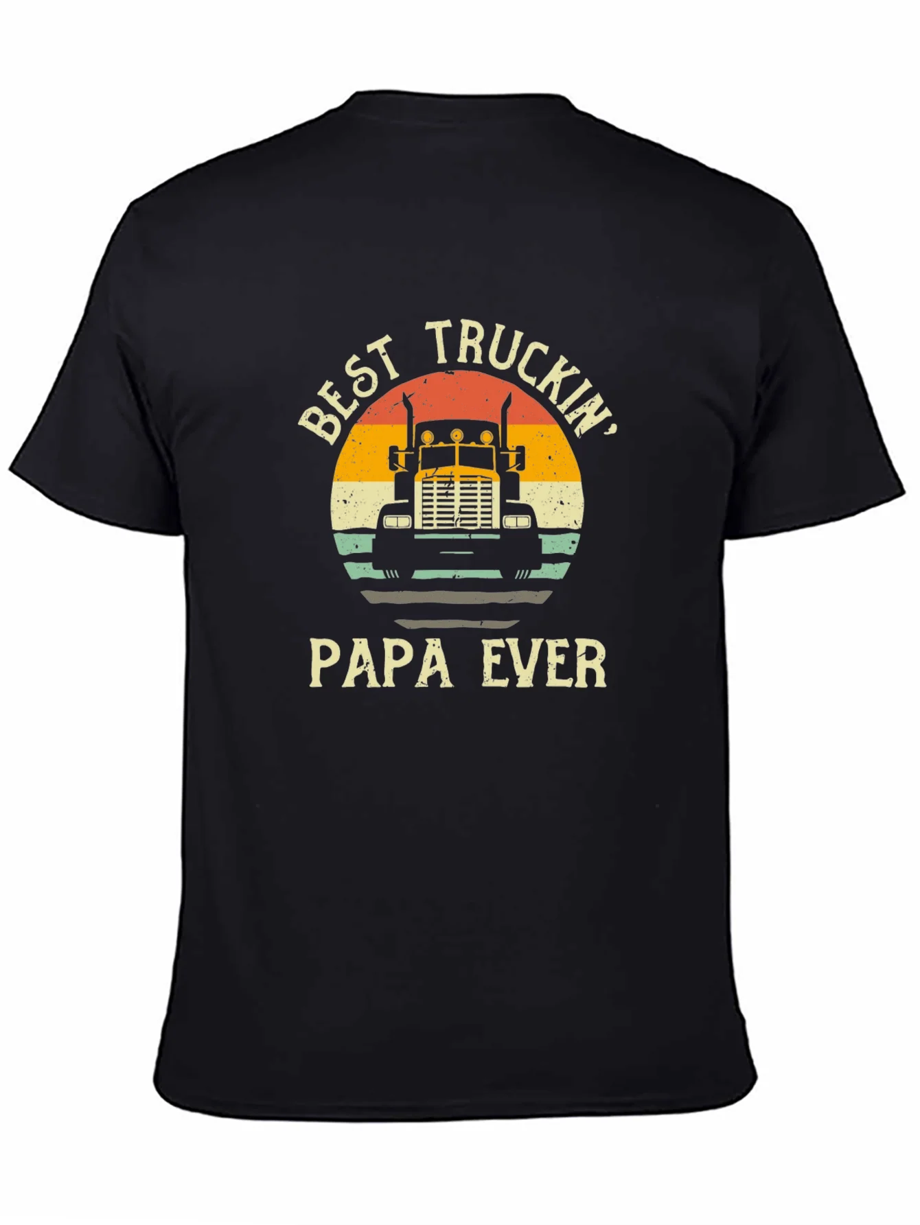 Best Truckin Papa Ever Black T-Shirt