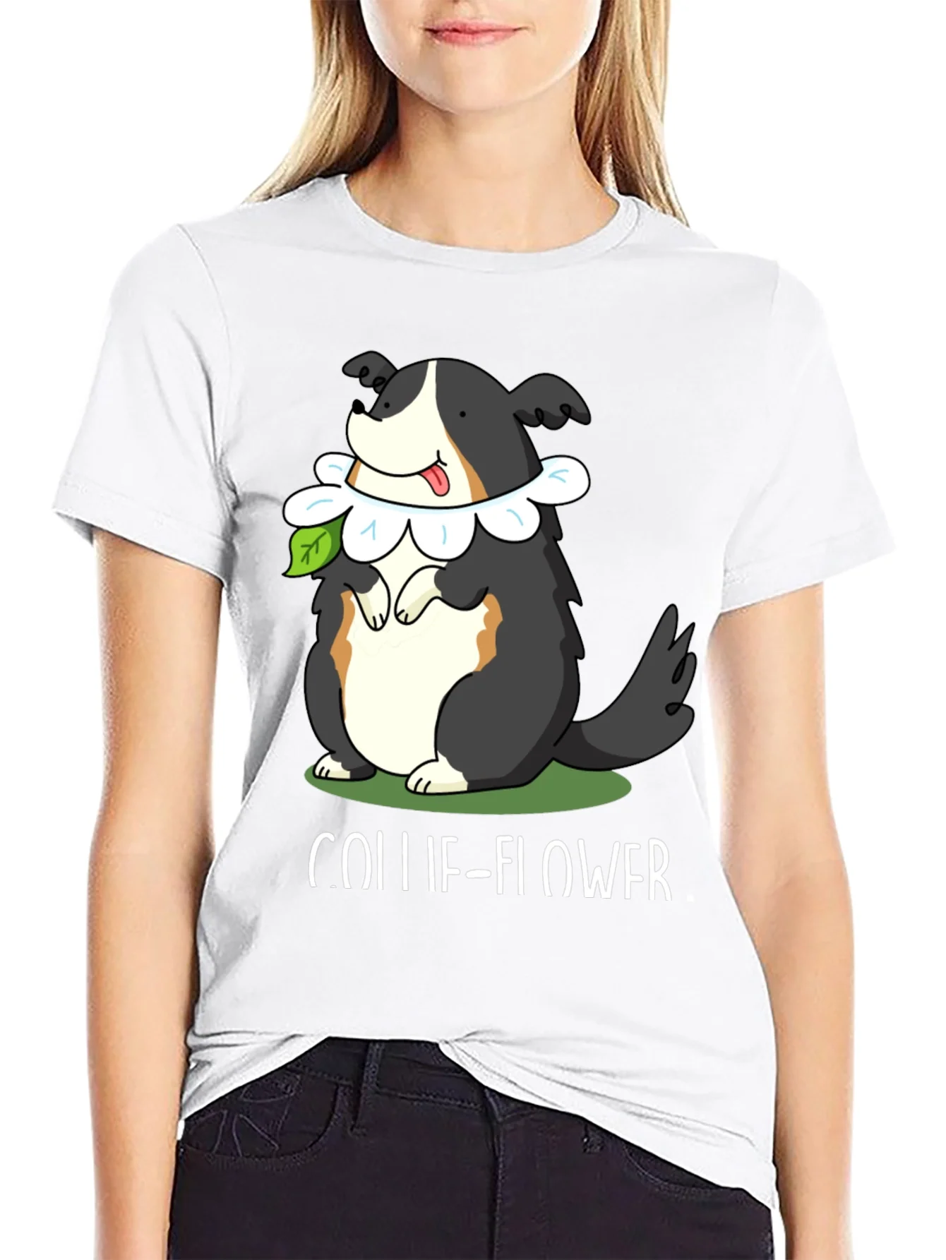 Collie-Flower T-Shirt: Dog & Flower Pun